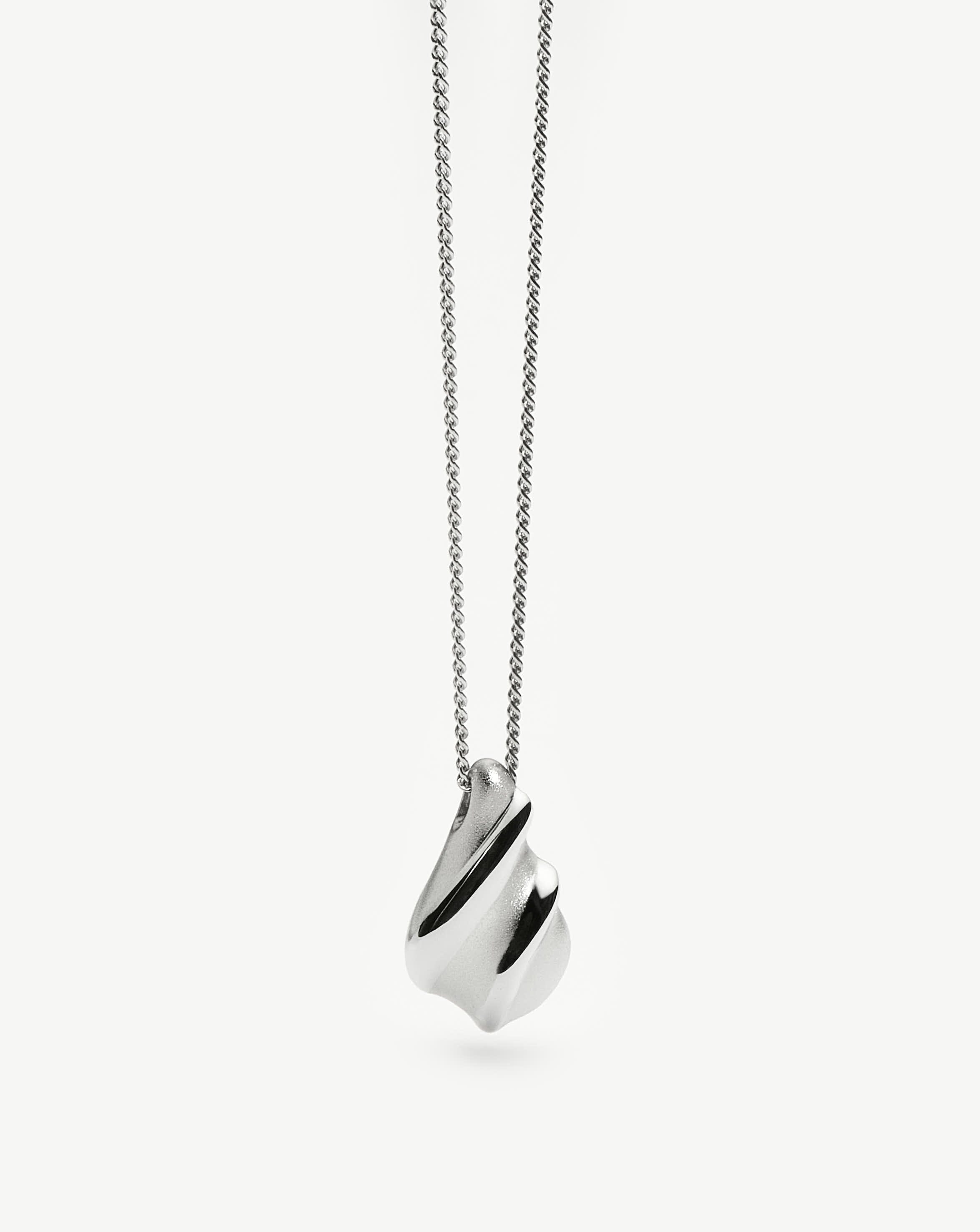 Savi Ridge Droplet Pendant Necklace | Silver Plated