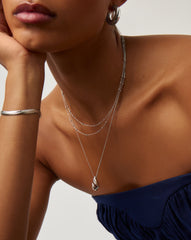 Savi Ridge Droplet Pendant Necklace | Silver Plated