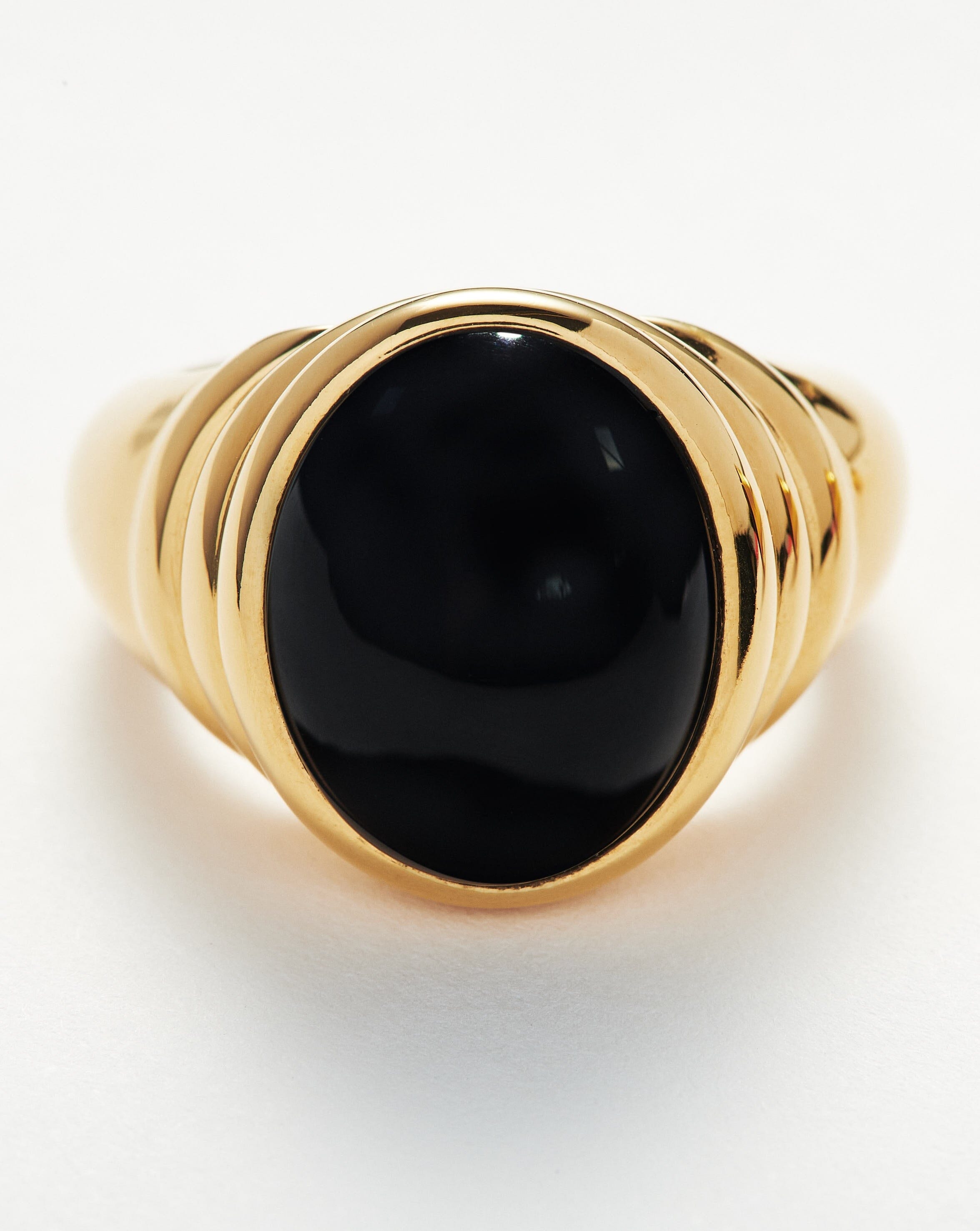 Savi Ridge Oval Gemstone Chunky Ring | 18k Gold Vermeil/Black Onyx