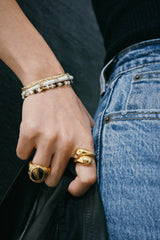 Savi Ridge Oval Gemstone Chunky Ring | 18k Gold Vermeil/Tiger's Eye