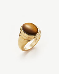 Savi Ridge Oval Gemstone Chunky Ring | 18k Gold Vermeil/Tiger's Eye