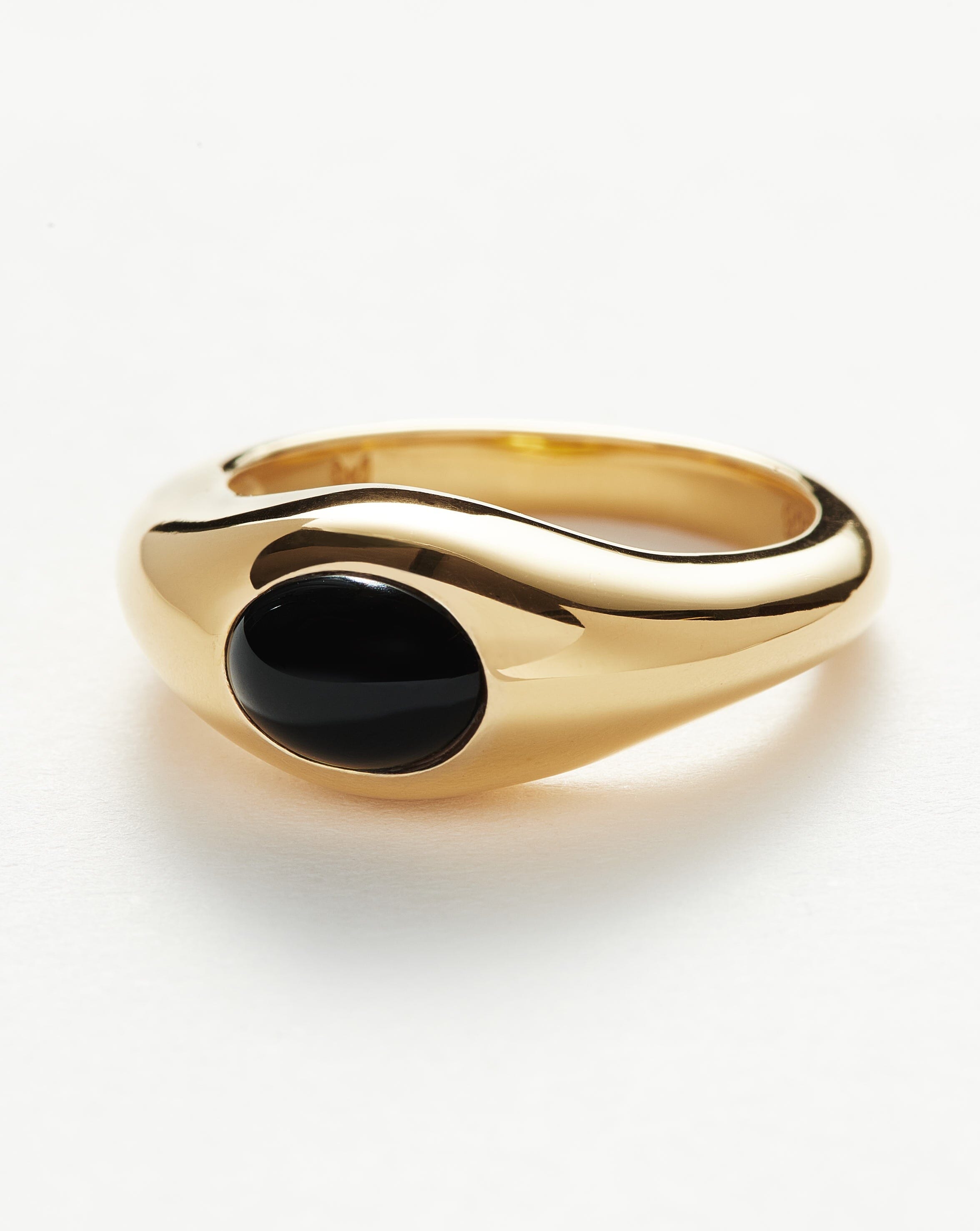 Savi Sculptural Gemstone Stacking Ring | 18k Gold Vermeil/Black Onyx