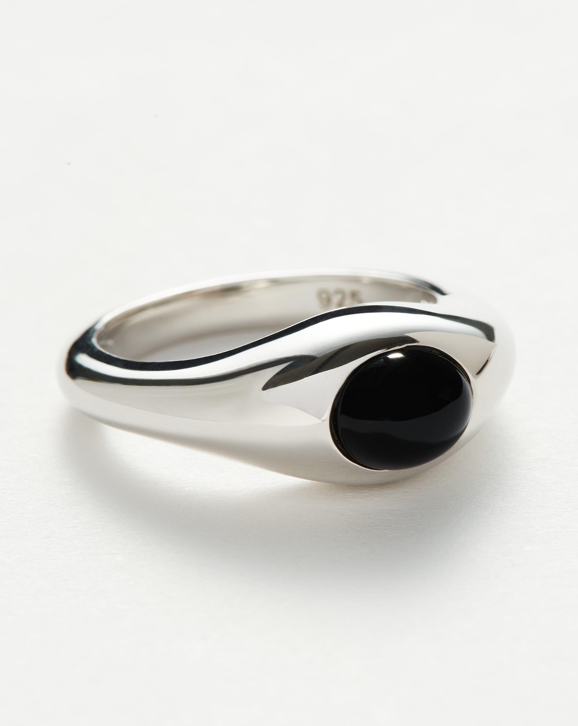 Savi Sculptural Gemstone Stacking Ring | Sterling Silver/Black Onyx