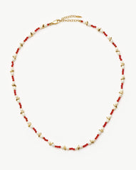 Savi Seed Pearl Beaded Necklace | Red Quartz & Pearl