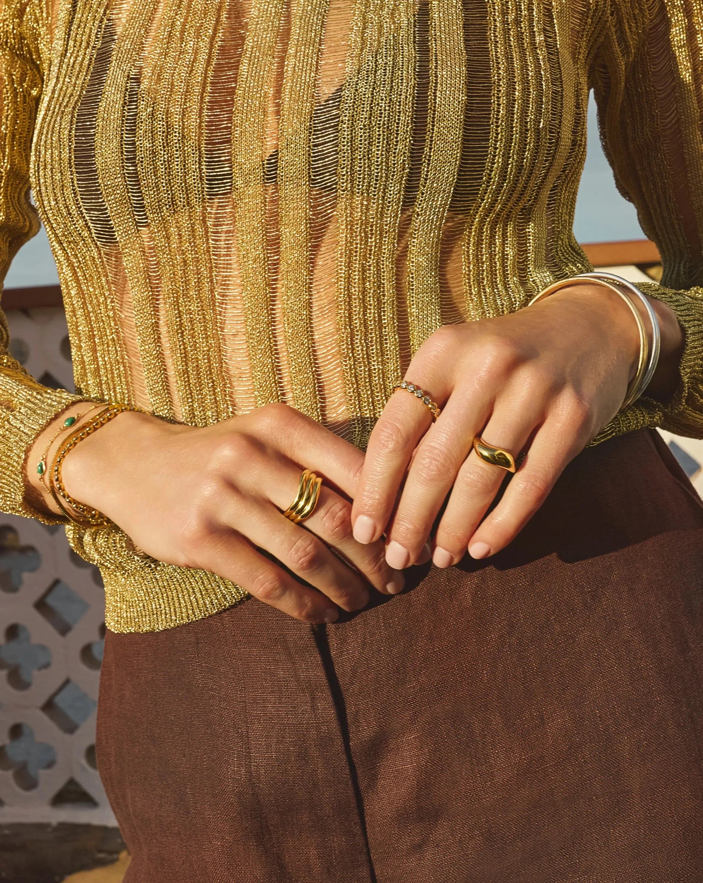 Savi Signature Triple Ring | 18k Gold Plated