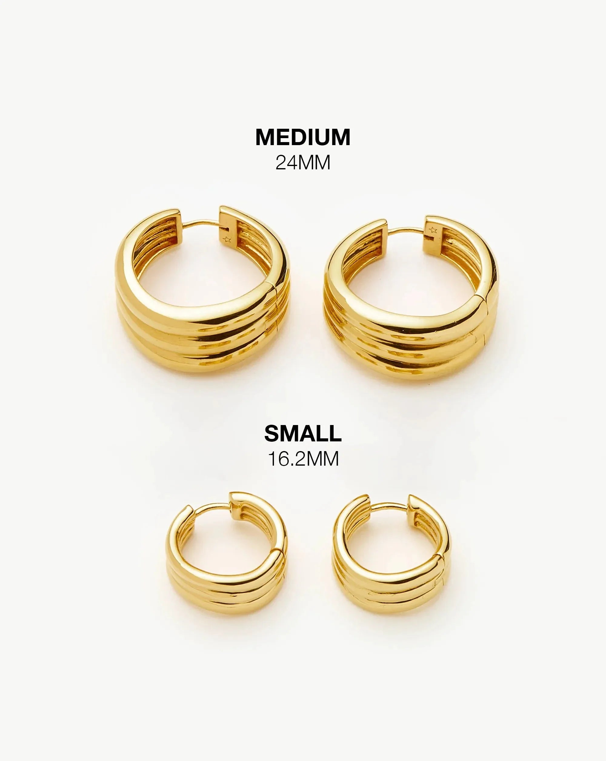 Savi Triple Ridge Hoop Earrings | 18k Gold Vermeil