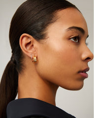 Savi Triple Ridge Hoop Earrings | 18k Gold Vermeil