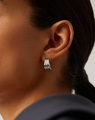 Savi Triple Ridge Hoop Earrings | Sterling Silver