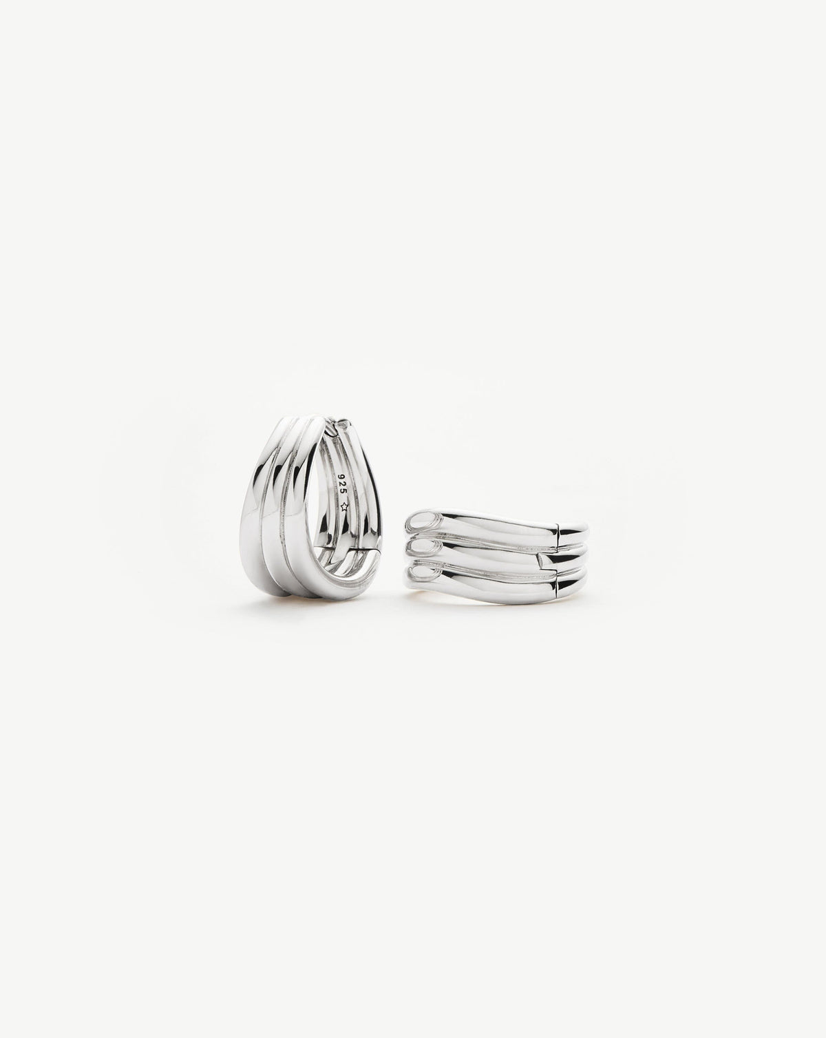 Savi Triple Ridge Hoop Earrings | Sterling Silver