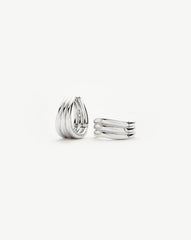 Savi Triple Ridge Hoop Earrings | Sterling Silver