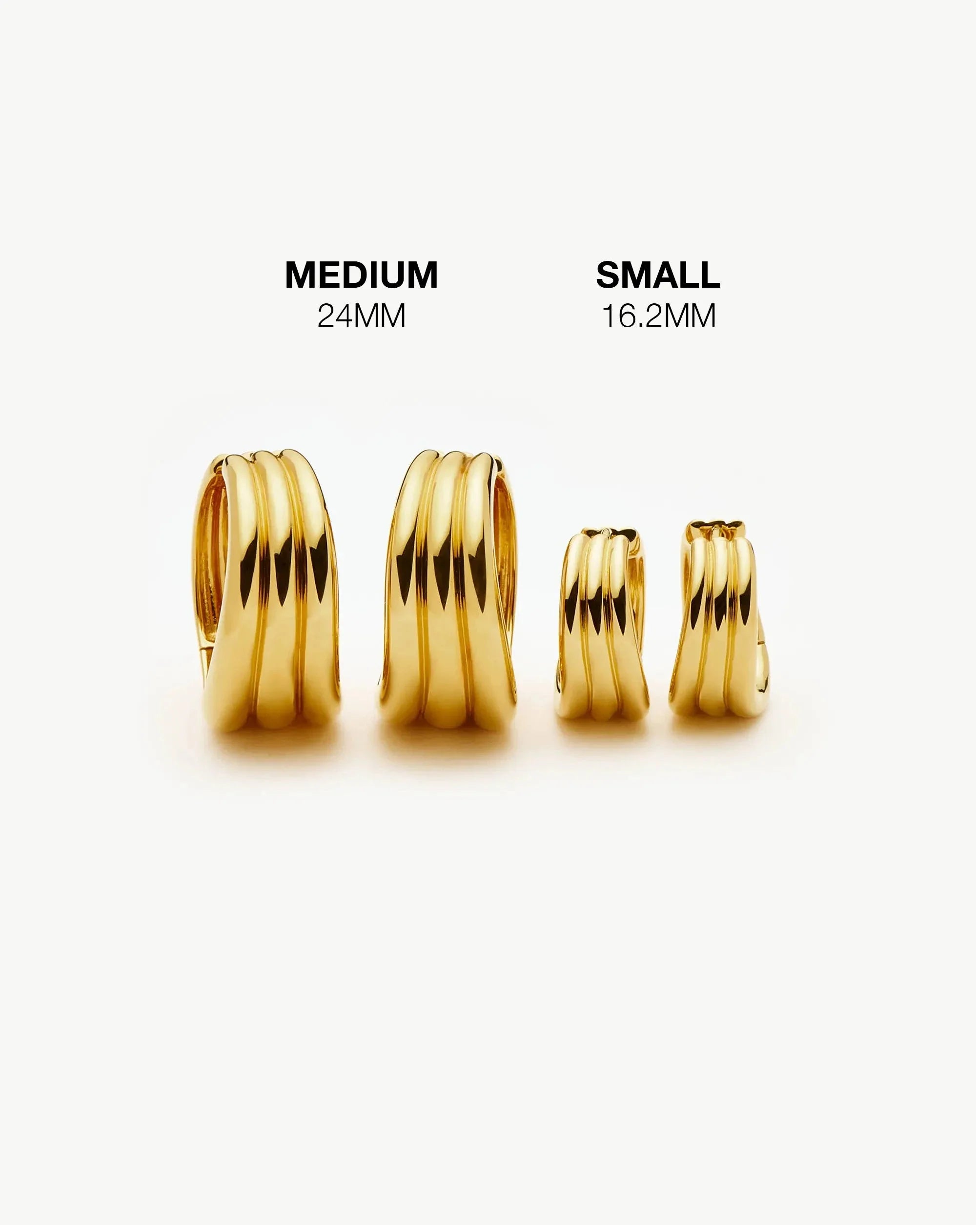 Savi Triple Ridge Medium Hoop Earrings | 18k Gold Plated