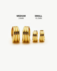 Savi Triple Ridge Medium Hoop Earrings | 18k Gold Plated