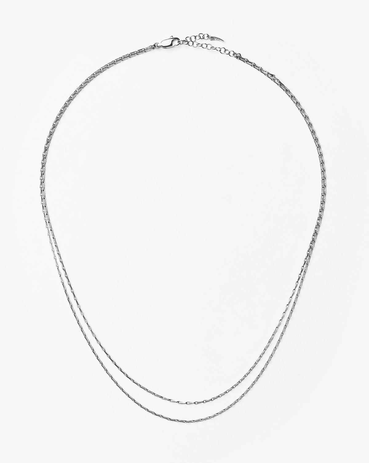 Savi Twisted Double Chain Necklace | Silver Plated