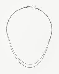 Savi Twisted Double Chain Necklace | Silver Plated