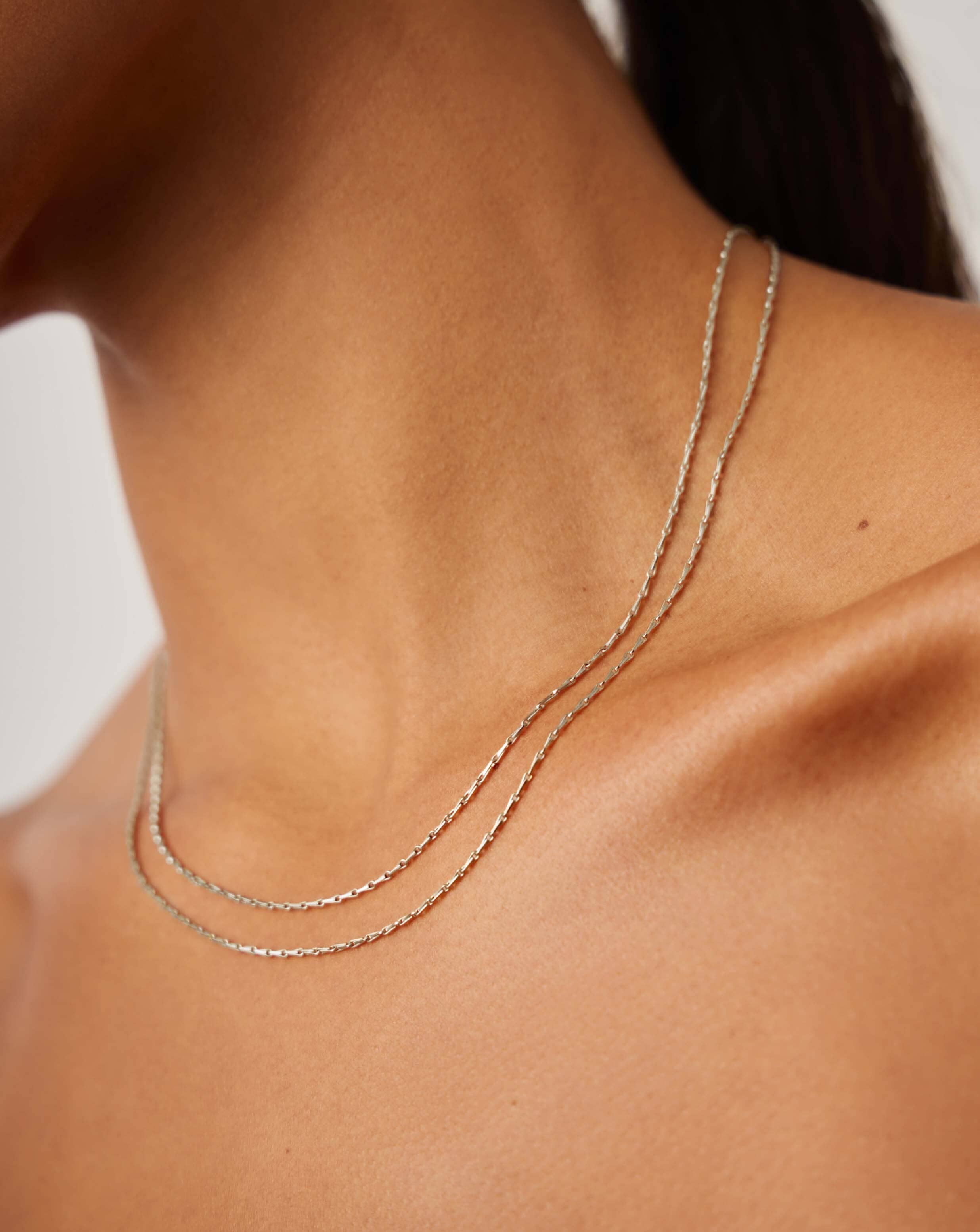 Savi Twisted Double Chain Necklace | Silver Plated
