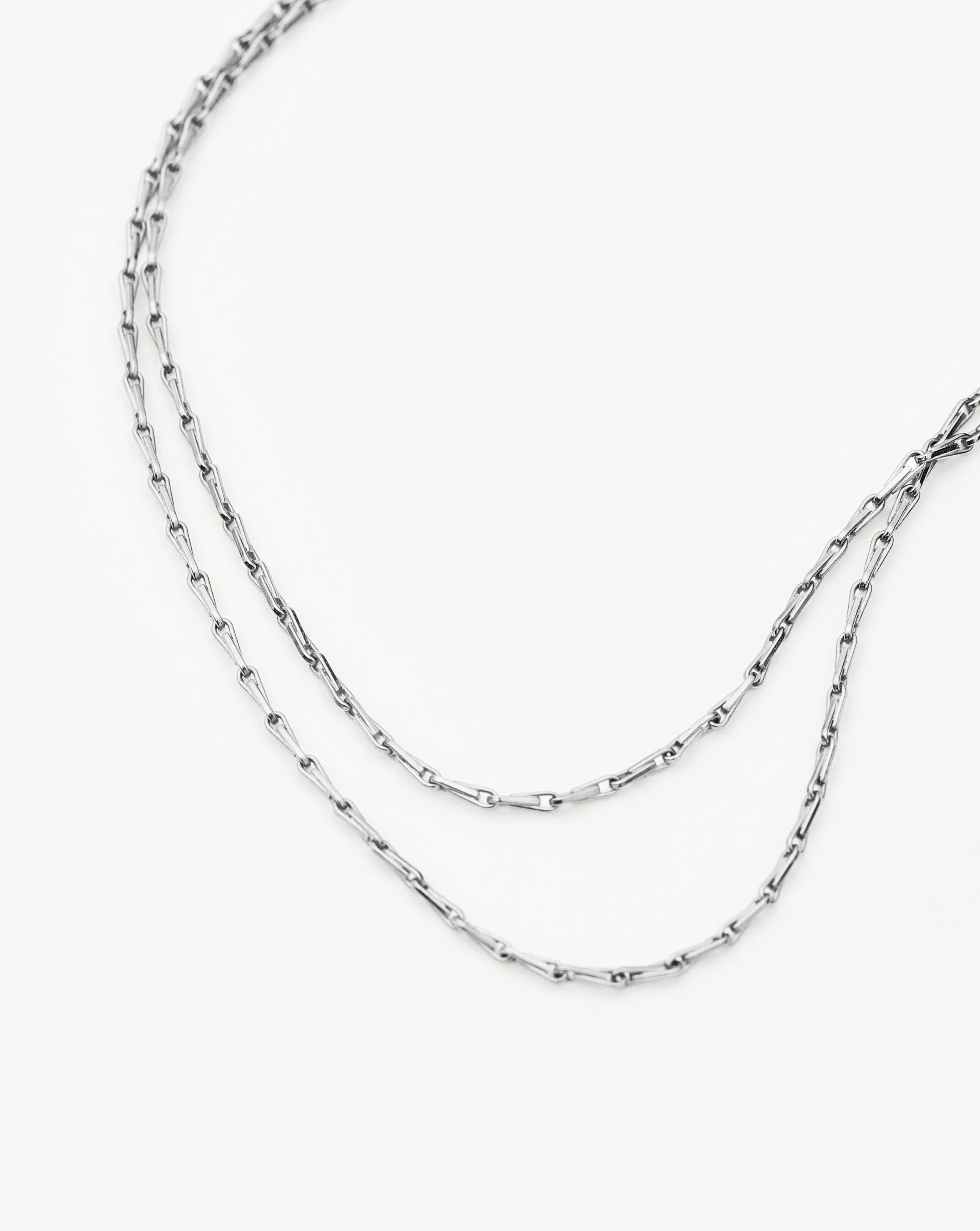 Savi Twisted Double Chain Necklace | Silver Plated