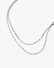 Savi Twisted Double Chain Necklace | Silver Plated