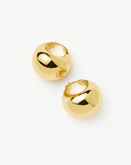 Sculptural Chubby Dome Medium Hoop Earrings | 18k Gold Plated