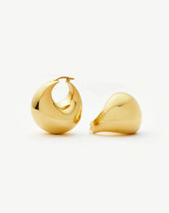 Sculptural Chubby Dome Medium Hoop Earrings | 18k Gold Plated