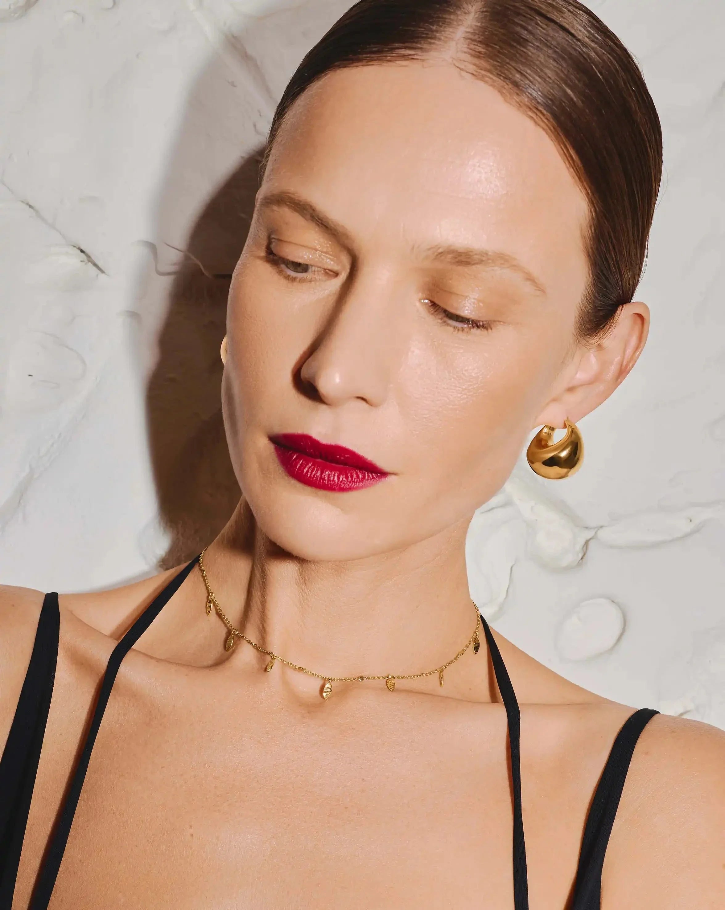 Sculptural Chubby Dome Medium Hoop Earrings | 18k Gold Plated