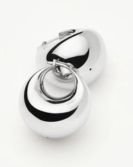 Sculptural Chubby Dome Medium Hoop Earrings | Silver Plated