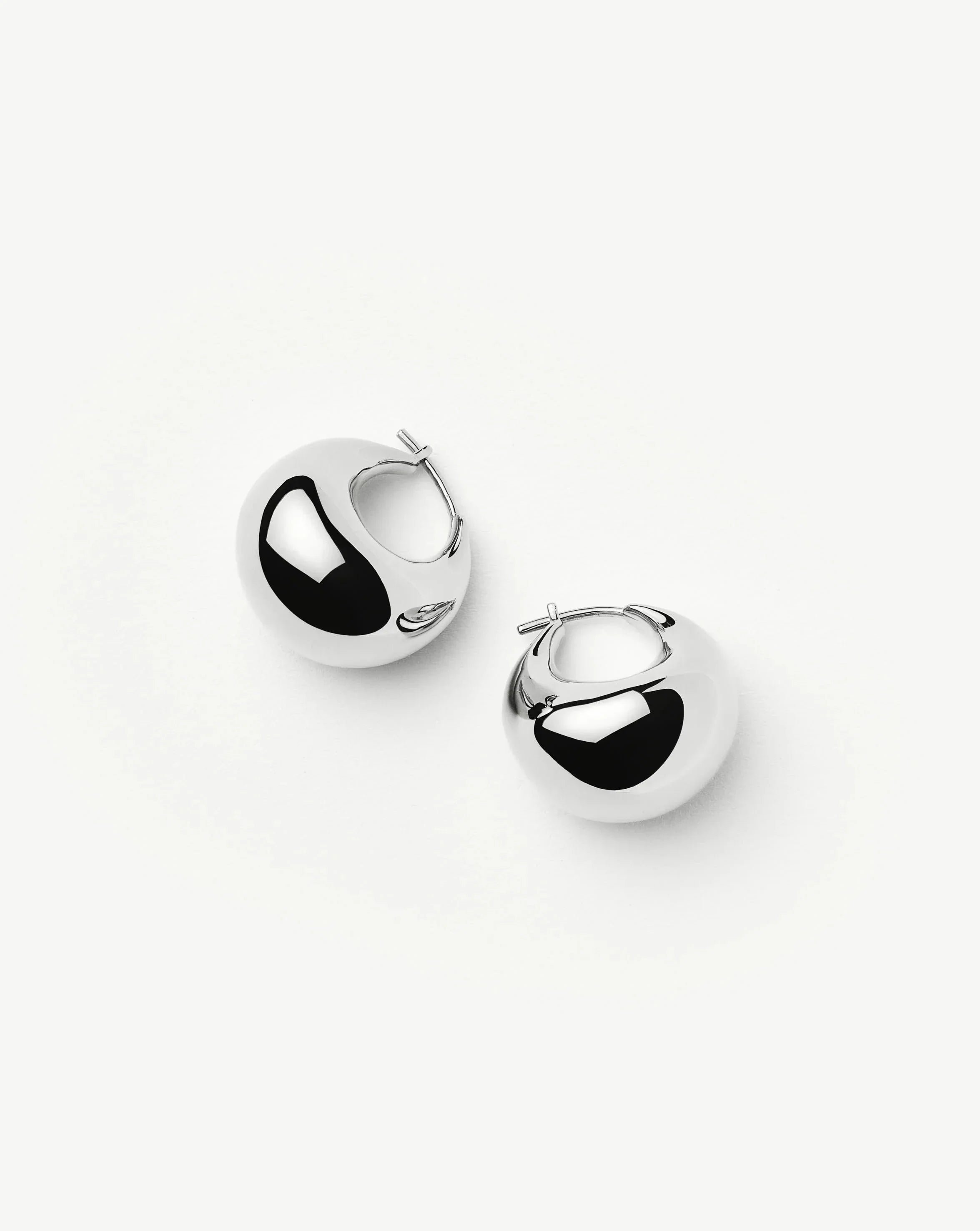 Sculptural Chubby Dome Small Hoop Earrings | Silver Plated