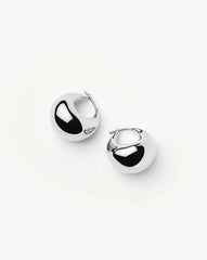 Sculptural Chubby Dome Small Hoop Earrings | Silver Plated