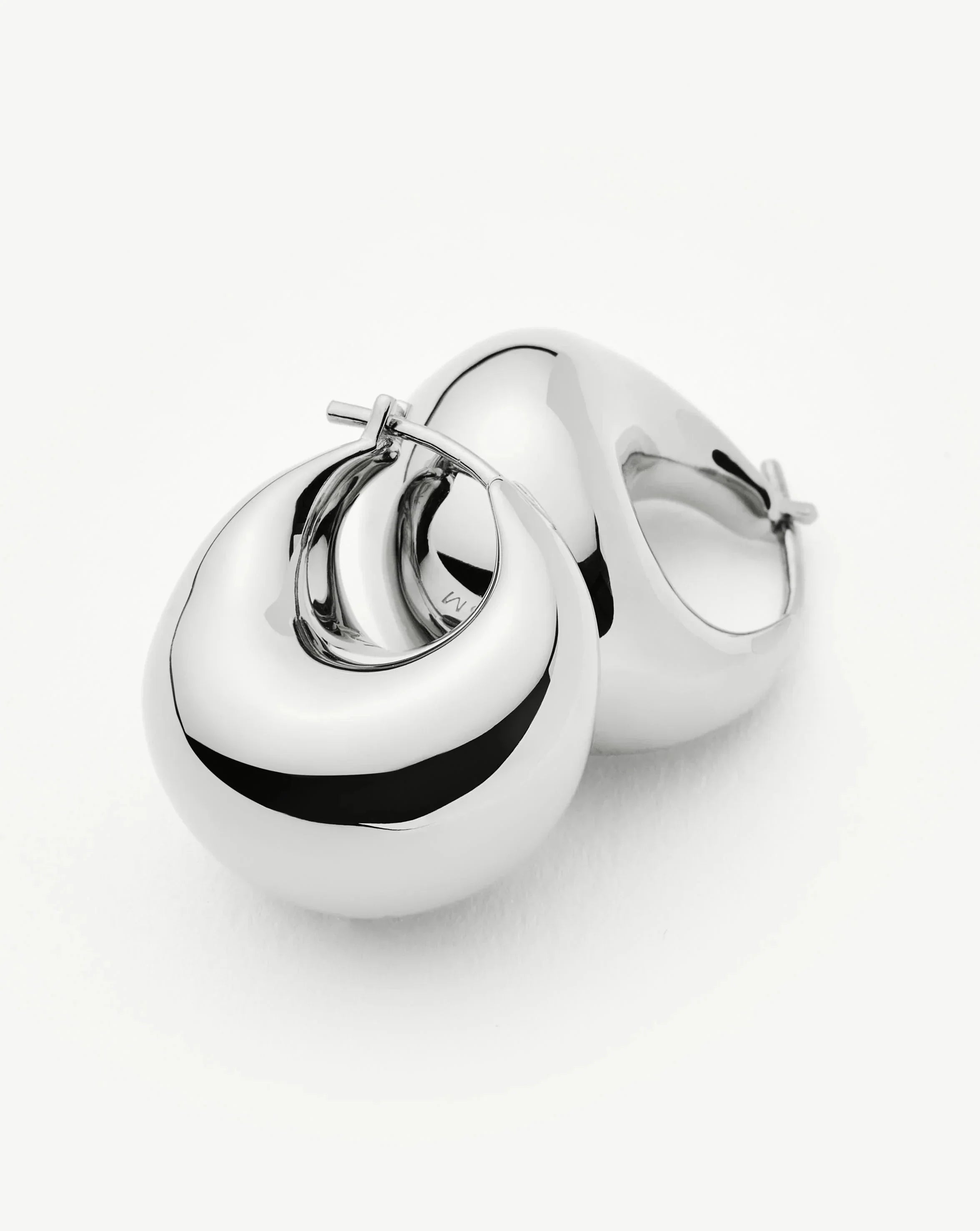 Sculptural Chubby Dome Small Hoop Earrings | Silver Plated