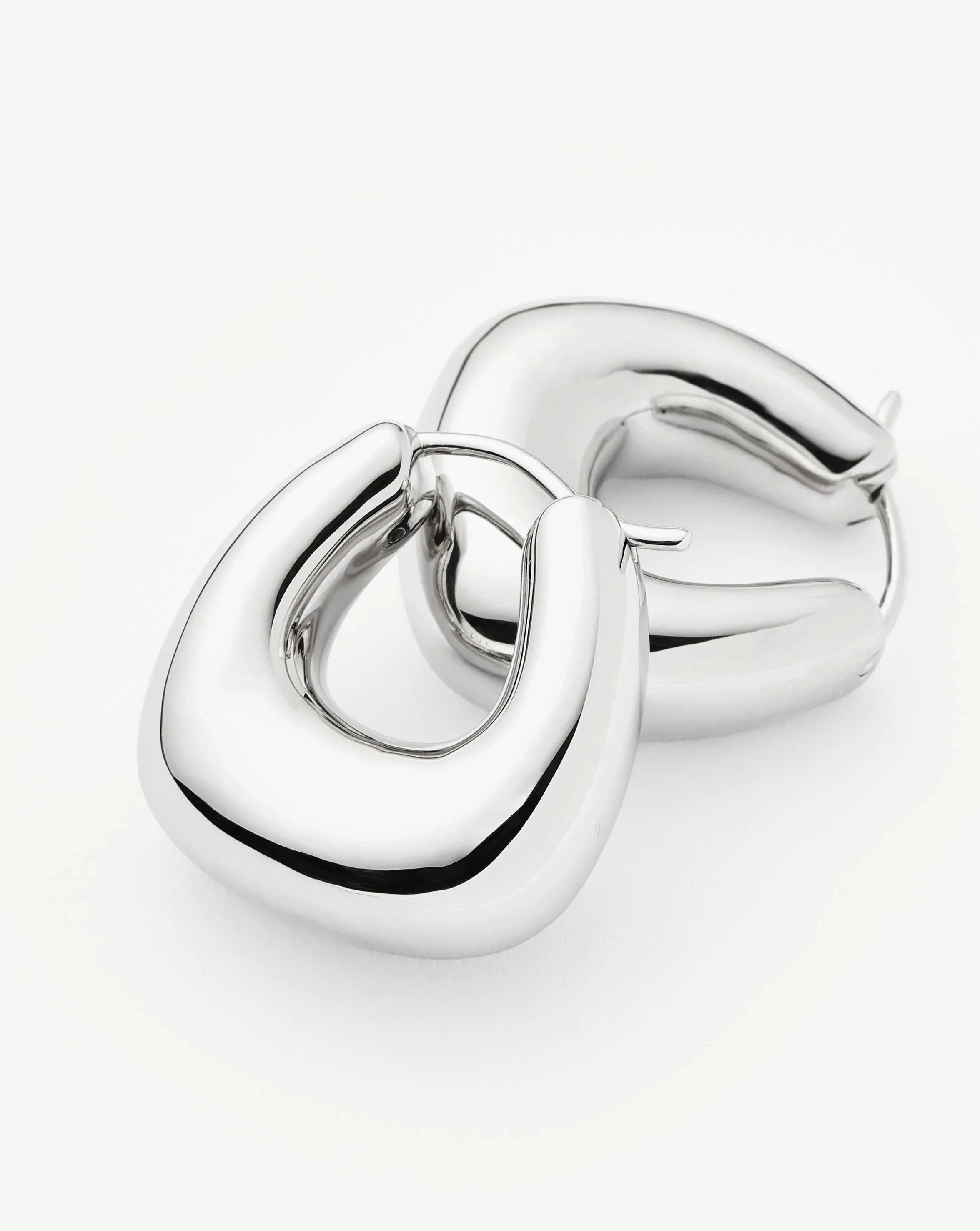 Sculptural Chubby Small Hoop Earrings | Silver Plated