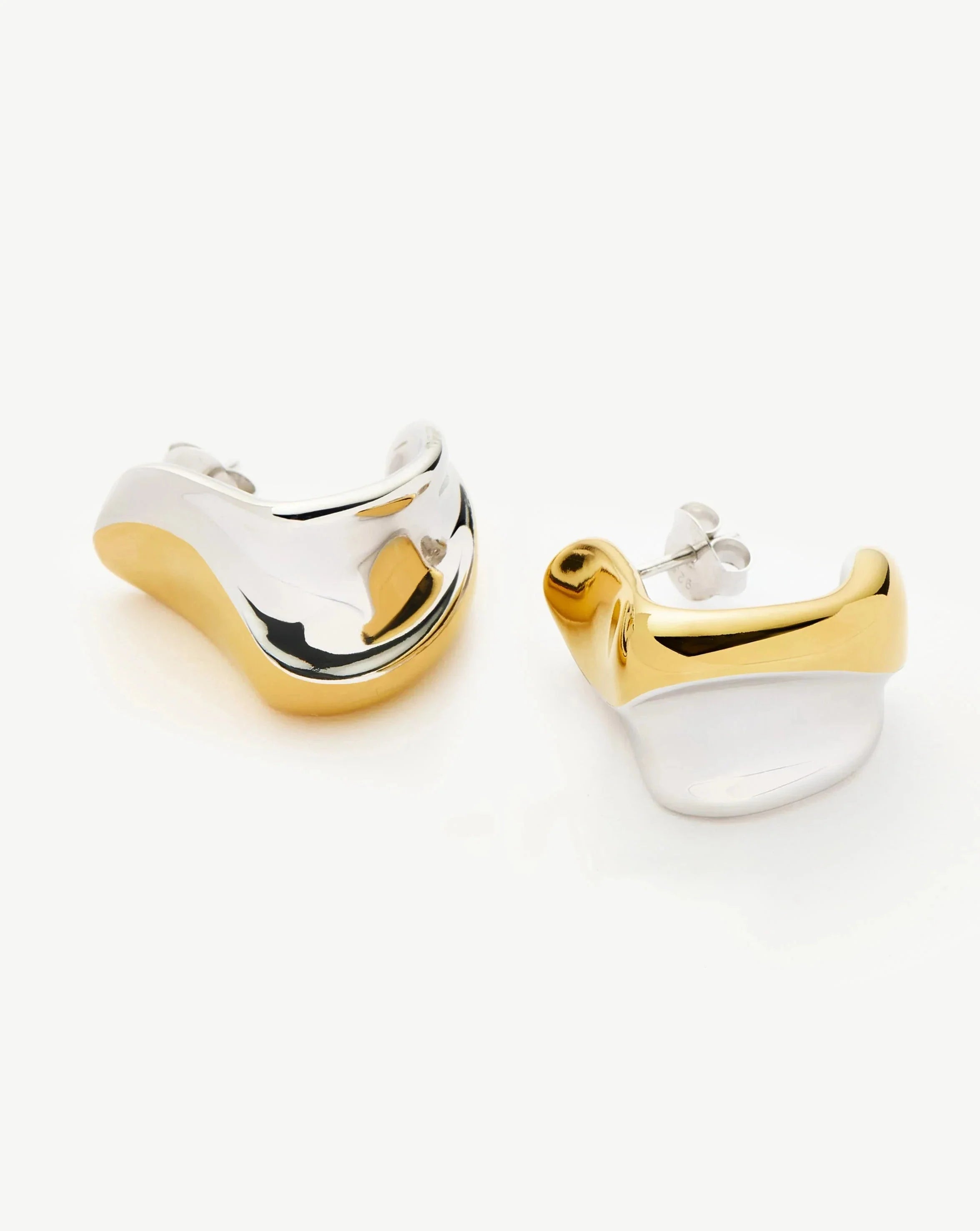 Sculptural Molten Medium Hoop Earrings | Mixed Metal