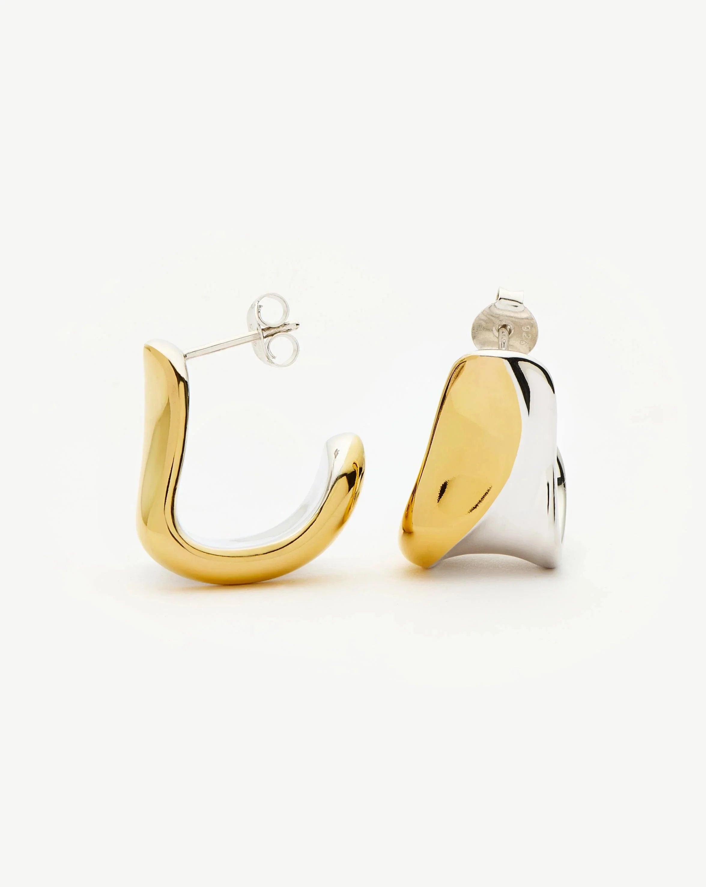 Sculptural Molten Medium Hoop Earrings | Mixed Metal