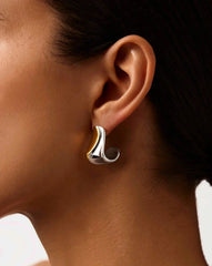 Sculptural Molten Medium Hoop Earrings | Mixed Metal