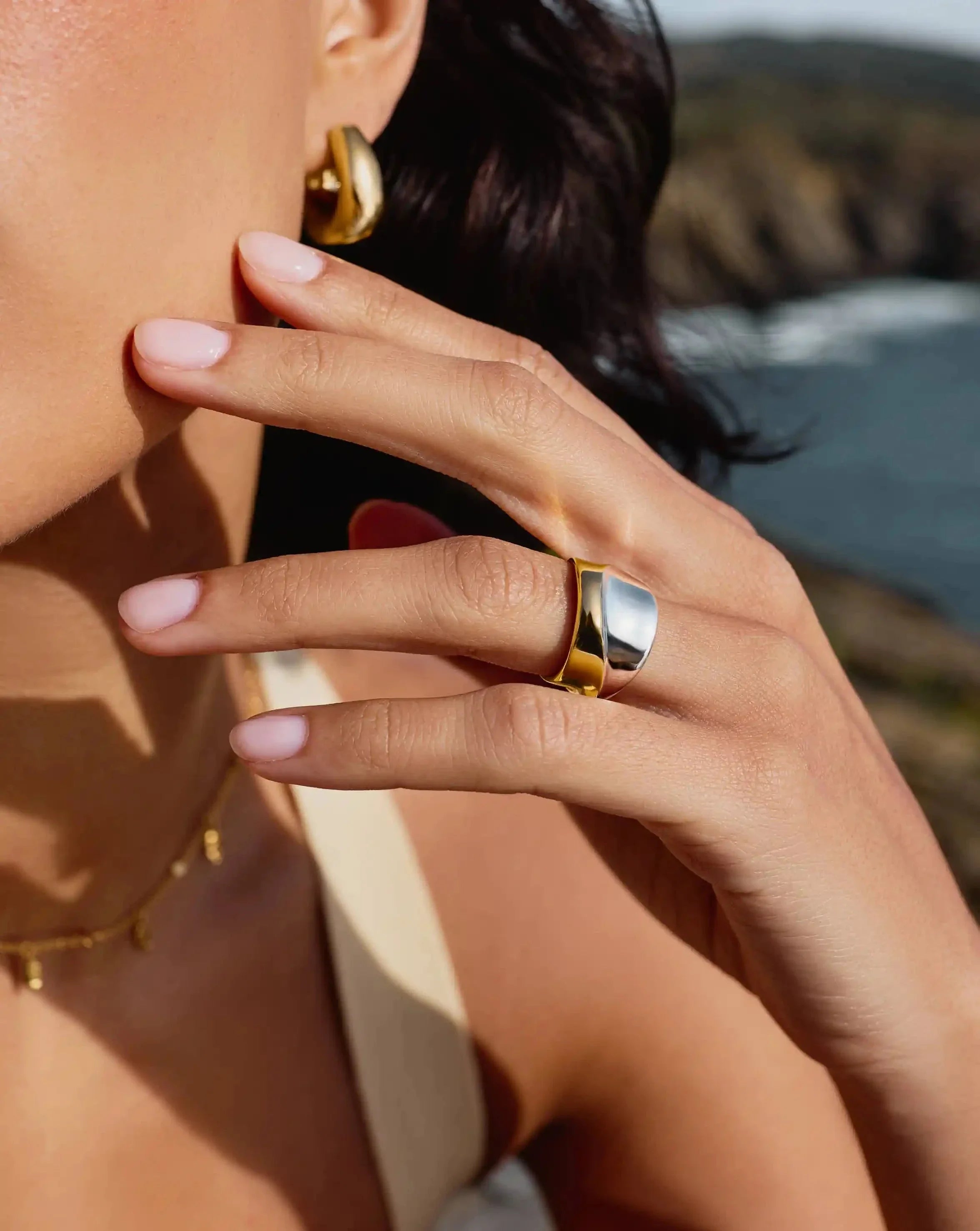 Sculptural Molten Statement Ring | Mixed Metal