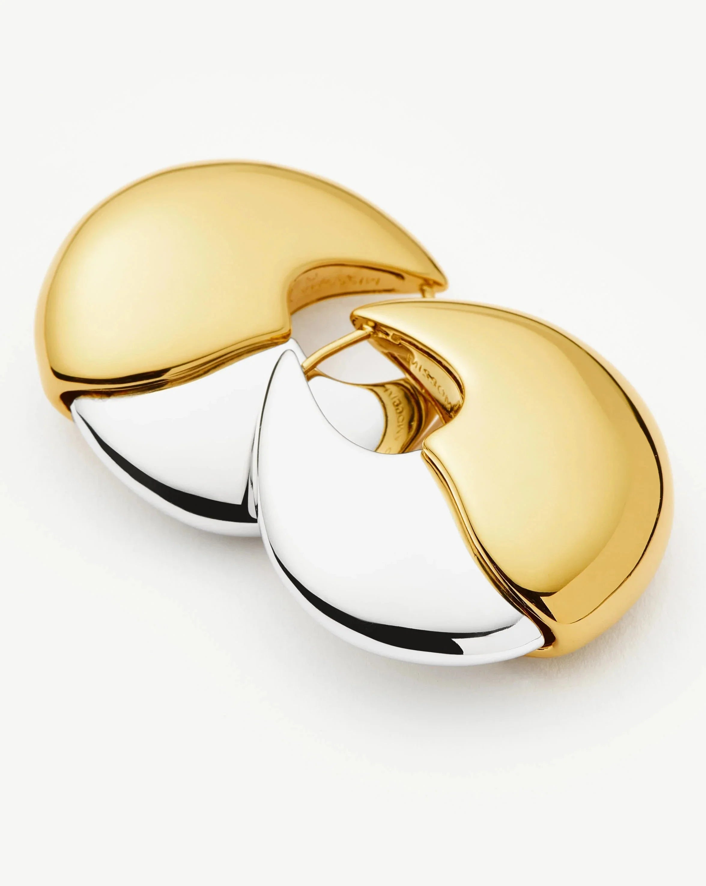 Sculptural Pebble Medium Hoop Earrings | Mixed Metal