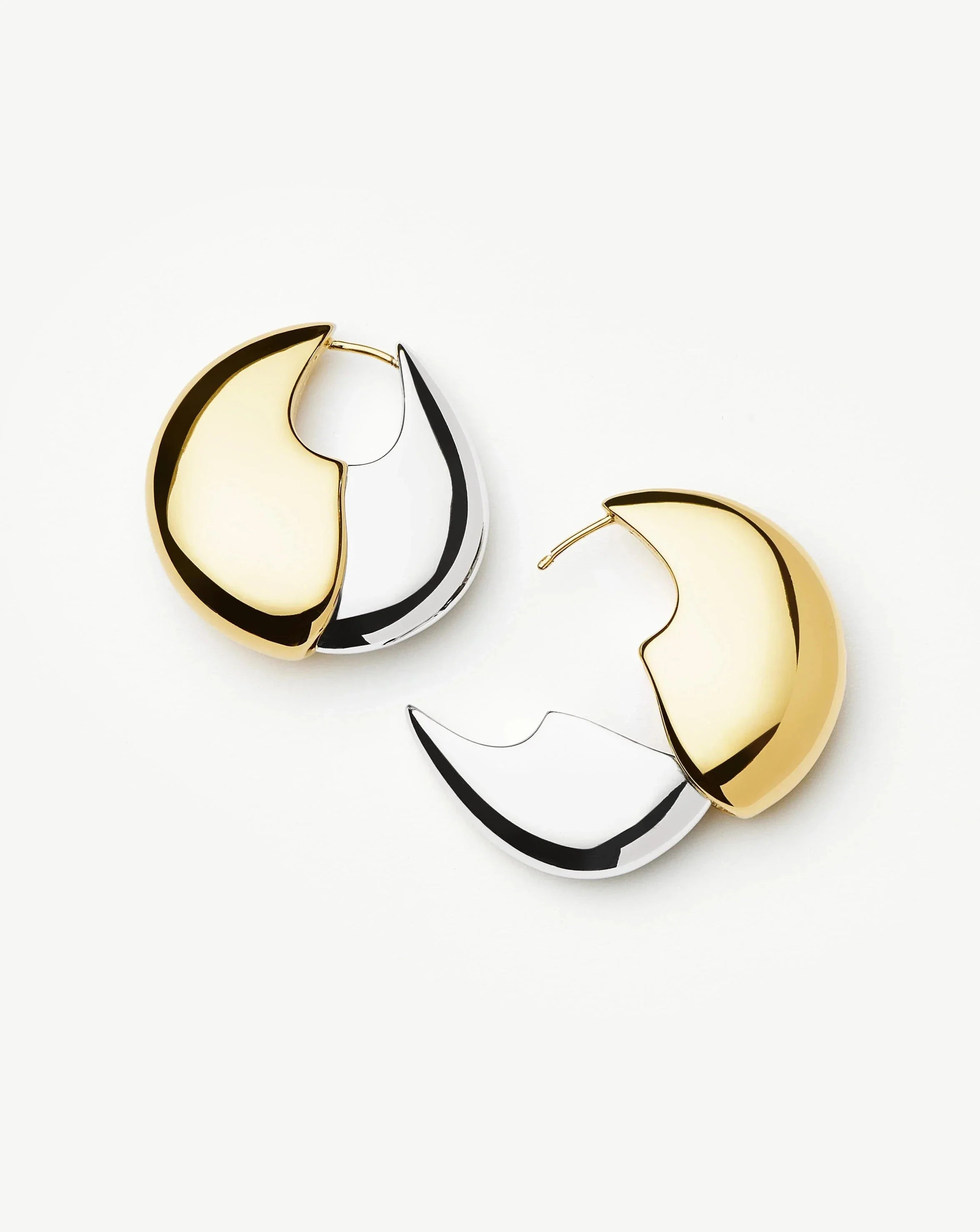 Sculptural Pebble Medium Hoop Earrings | Mixed Metal