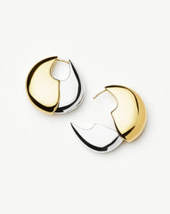 Sculptural Pebble Medium Hoop Earrings | Mixed Metal