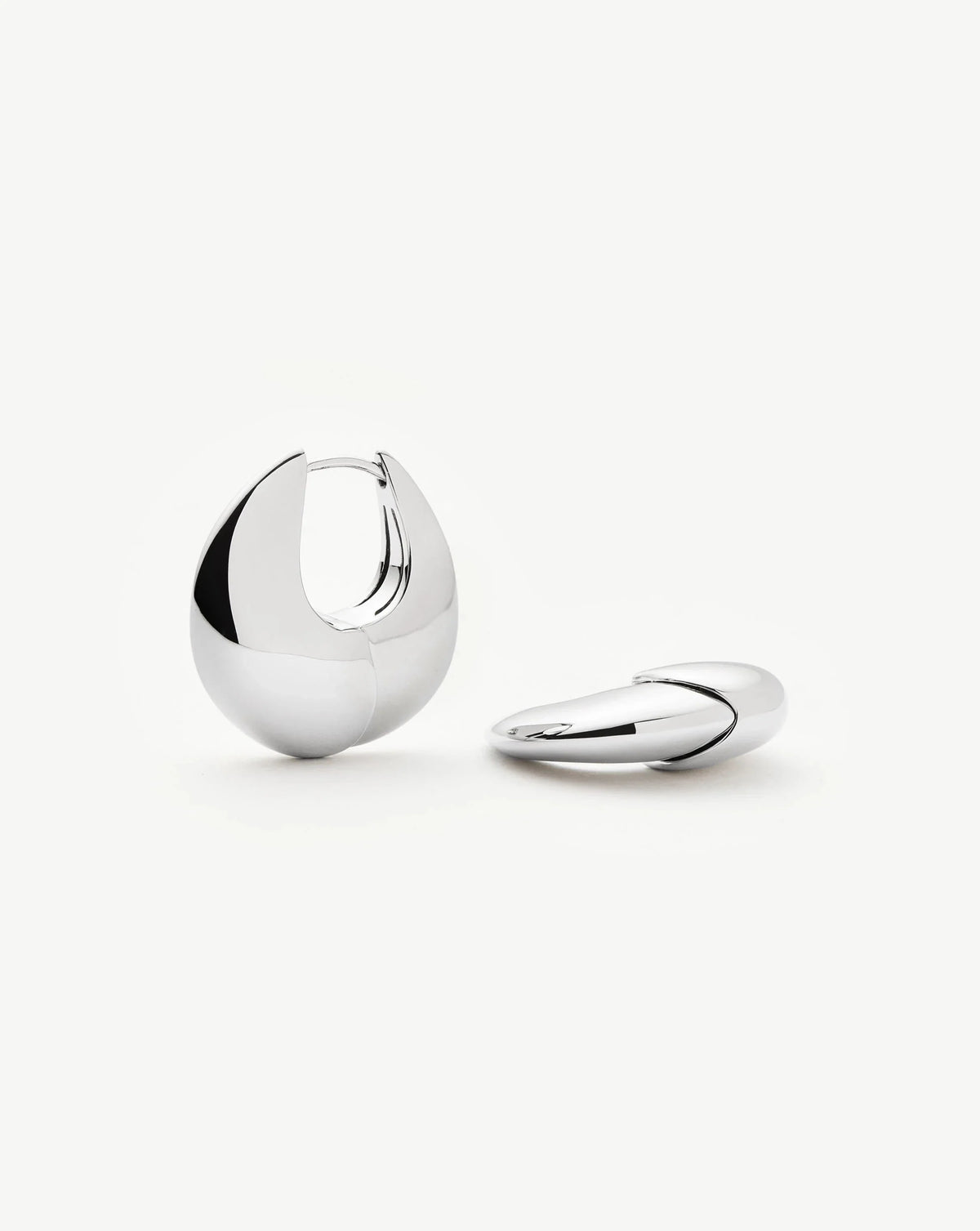 Sculptural Pebble Small Hoop Earrings | Silver Plated