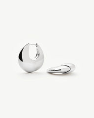 Sculptural Pebble Small Hoop Earrings | Silver Plated