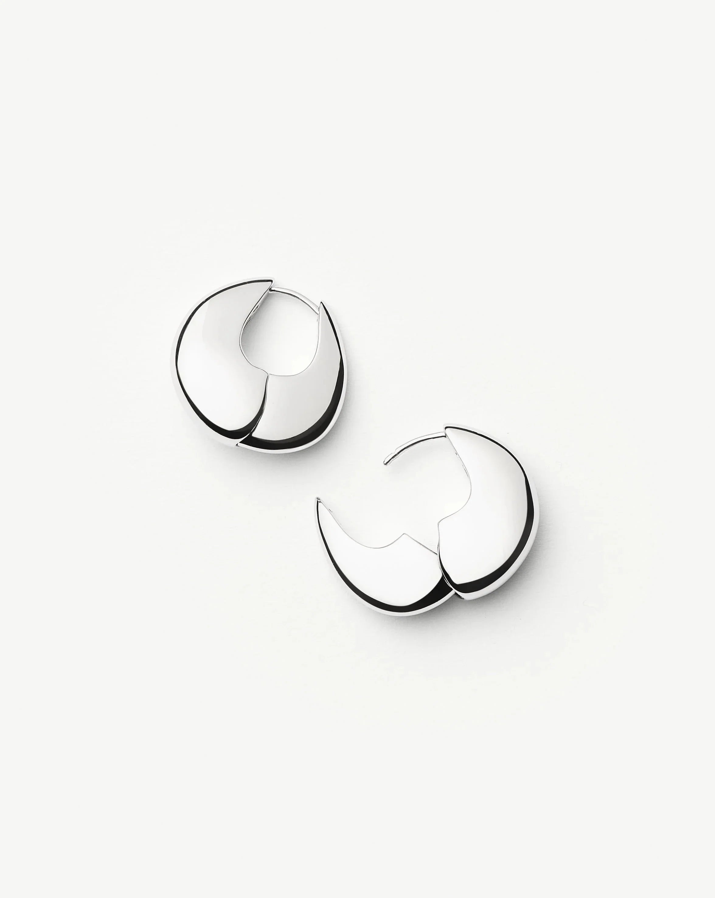 Sculptural Pebble Small Hoop Earrings | Silver Plated