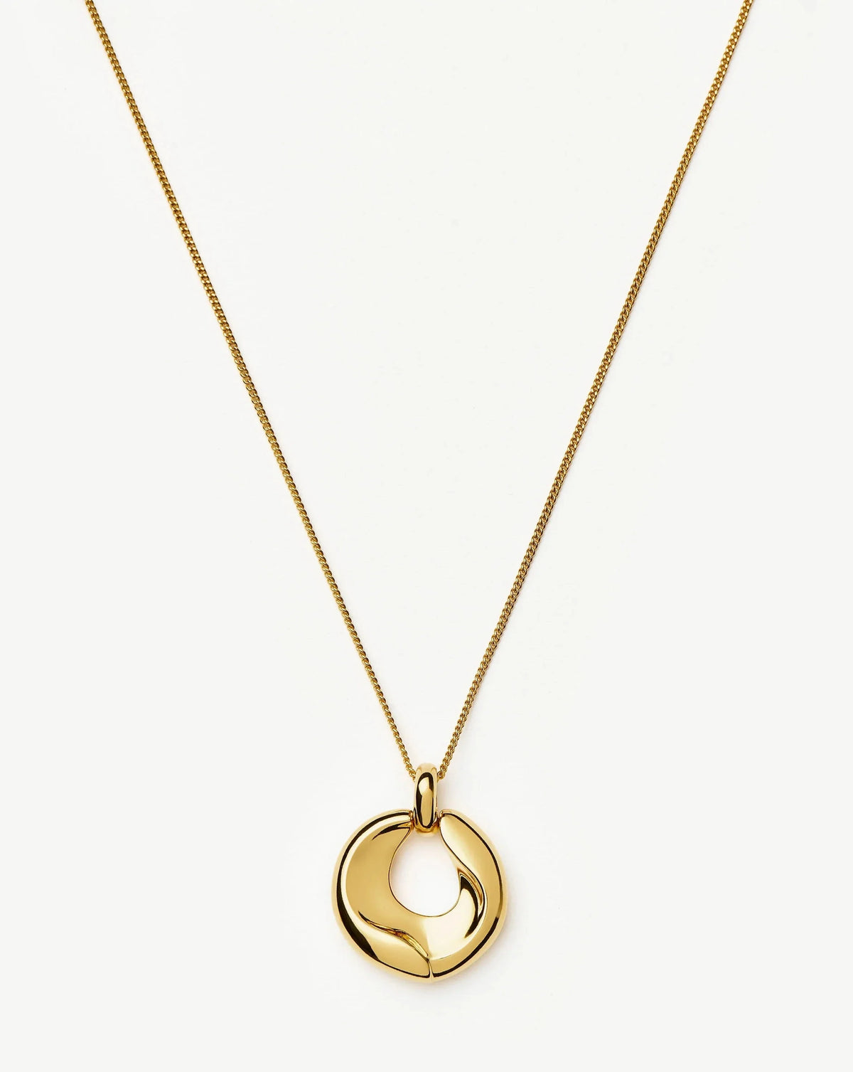 Sculptural Ridge Molten Pendant Necklace | 18k Gold Plated