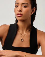 Sculptural Ridge Molten Pendant Necklace | 18k Gold Plated