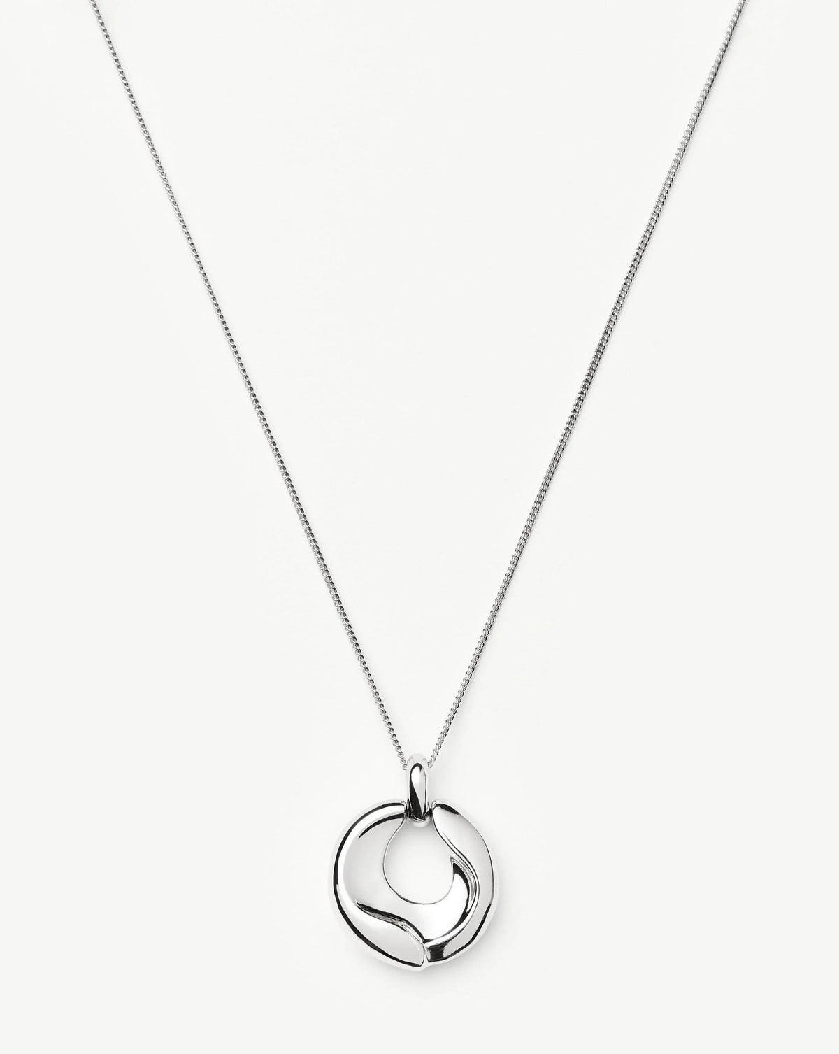 Sculptural Ridge Molten Pendant Necklace | Silver Plated