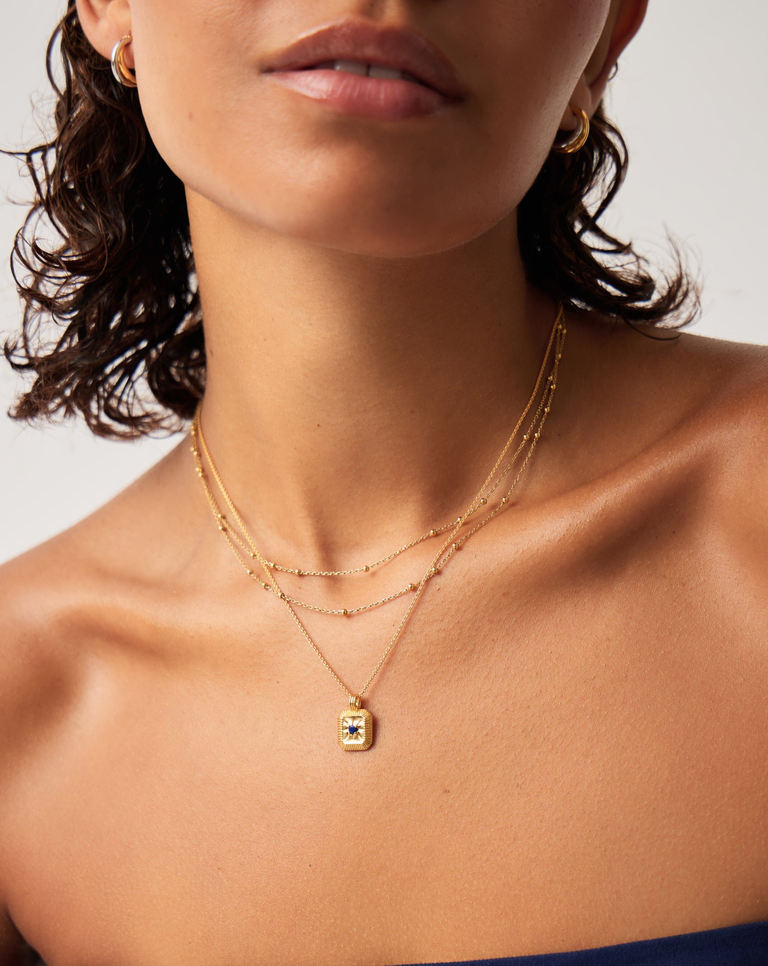 September Birthstone Pendant Necklace | 18k Gold Vermeil/Lapis