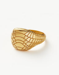 Serpent Textured Signet Ring | 18k Gold Plated