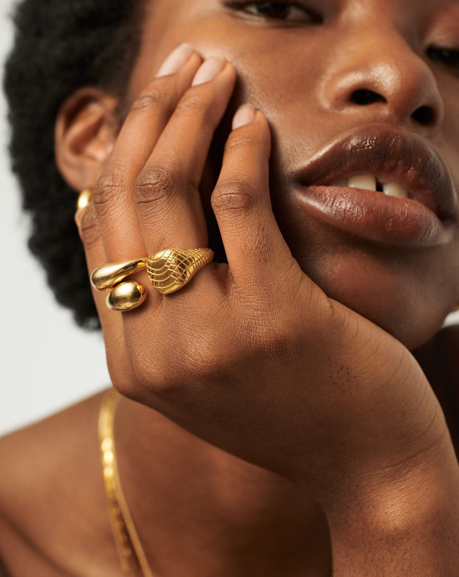 Serpent Textured Signet Ring | 18k Gold Plated