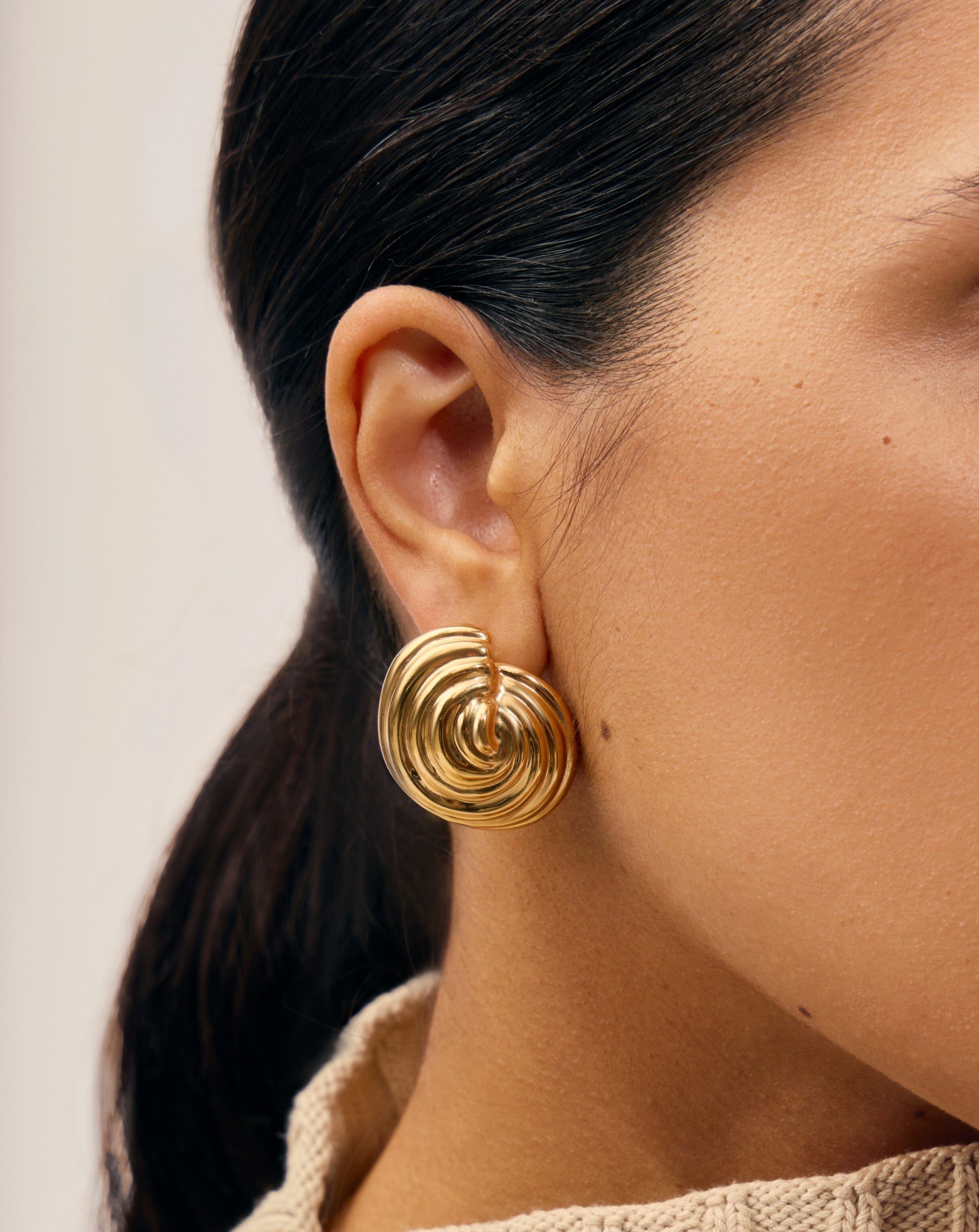 Spiral Dome Oversized Stud Earrings | 18k Gold Plated