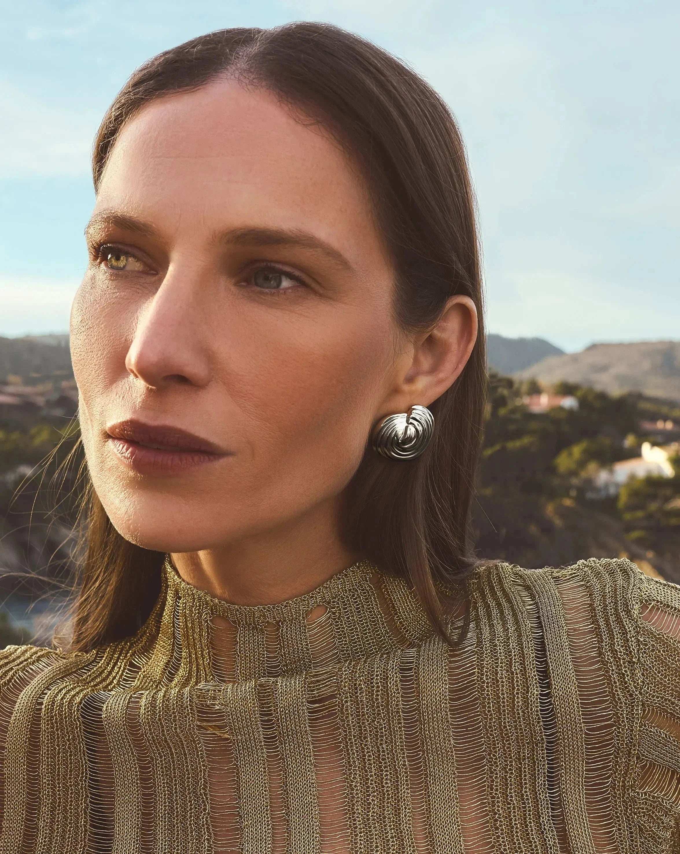 Spiral Dome Oversized Stud Earrings | Silver Plated