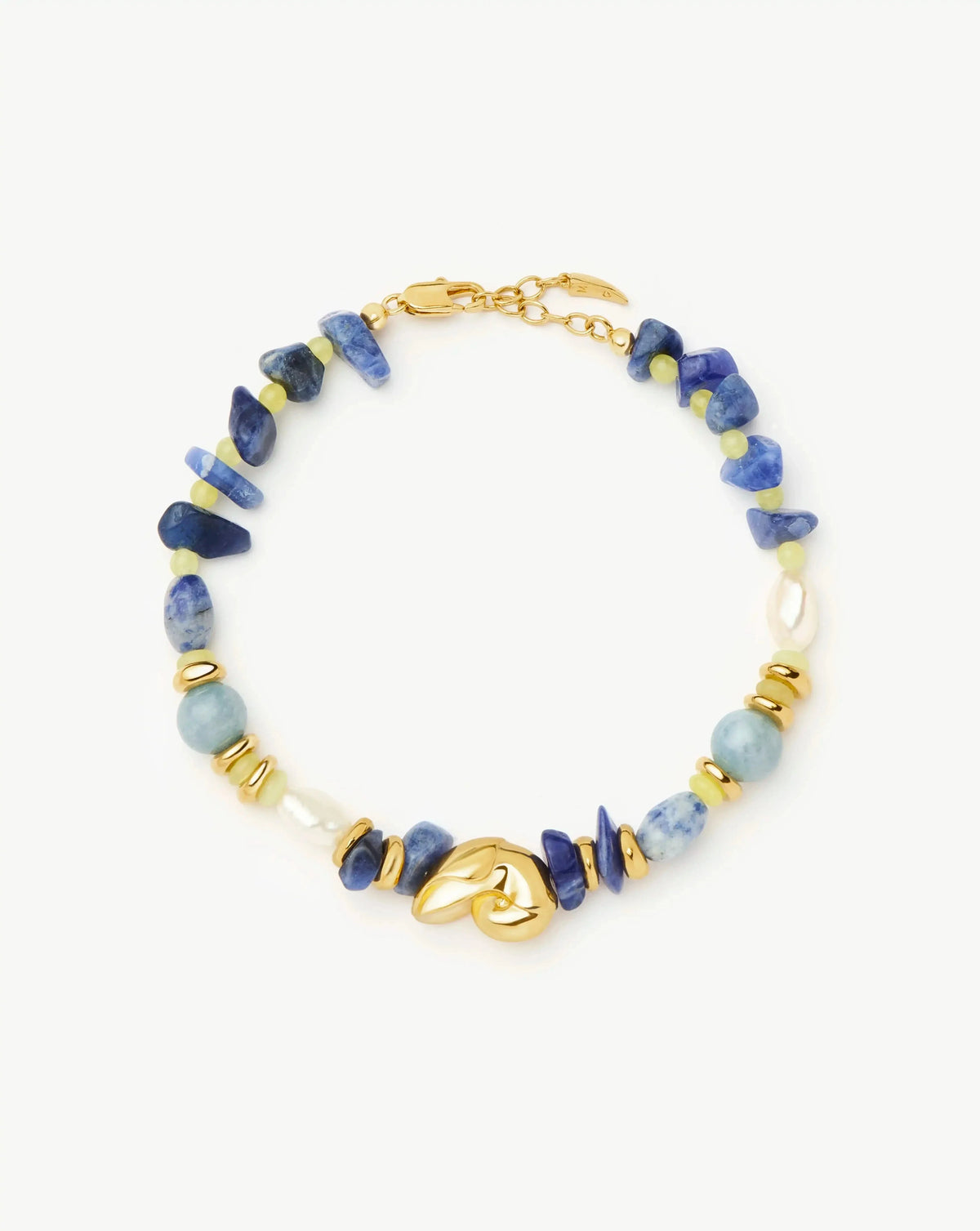 Shell Statement Multi Beaded Bracelet | 18k Gold Plated/Multi Gemstone