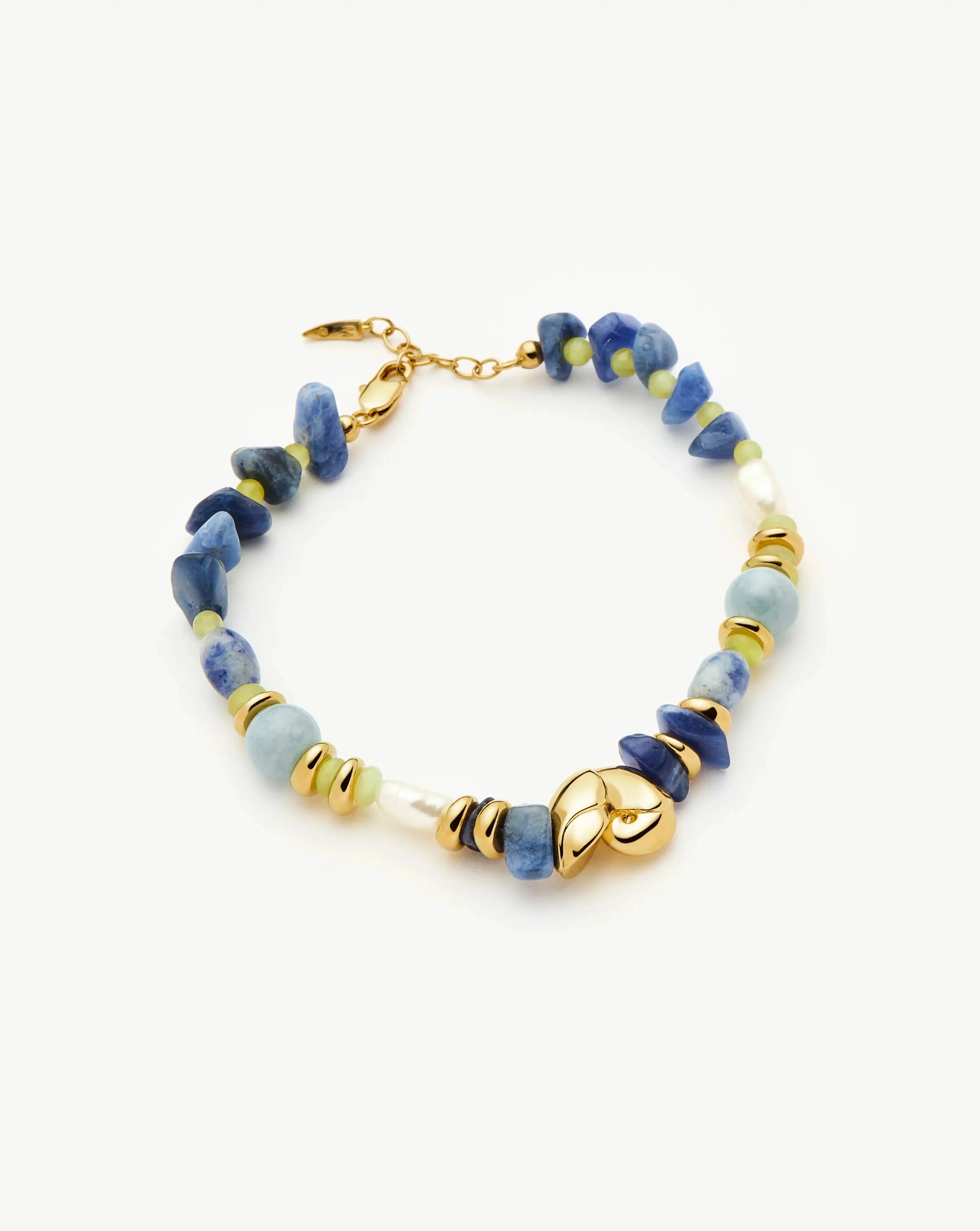 Shell Statement Multi Beaded Bracelet | 18k Gold Plated/Multi Gemstone