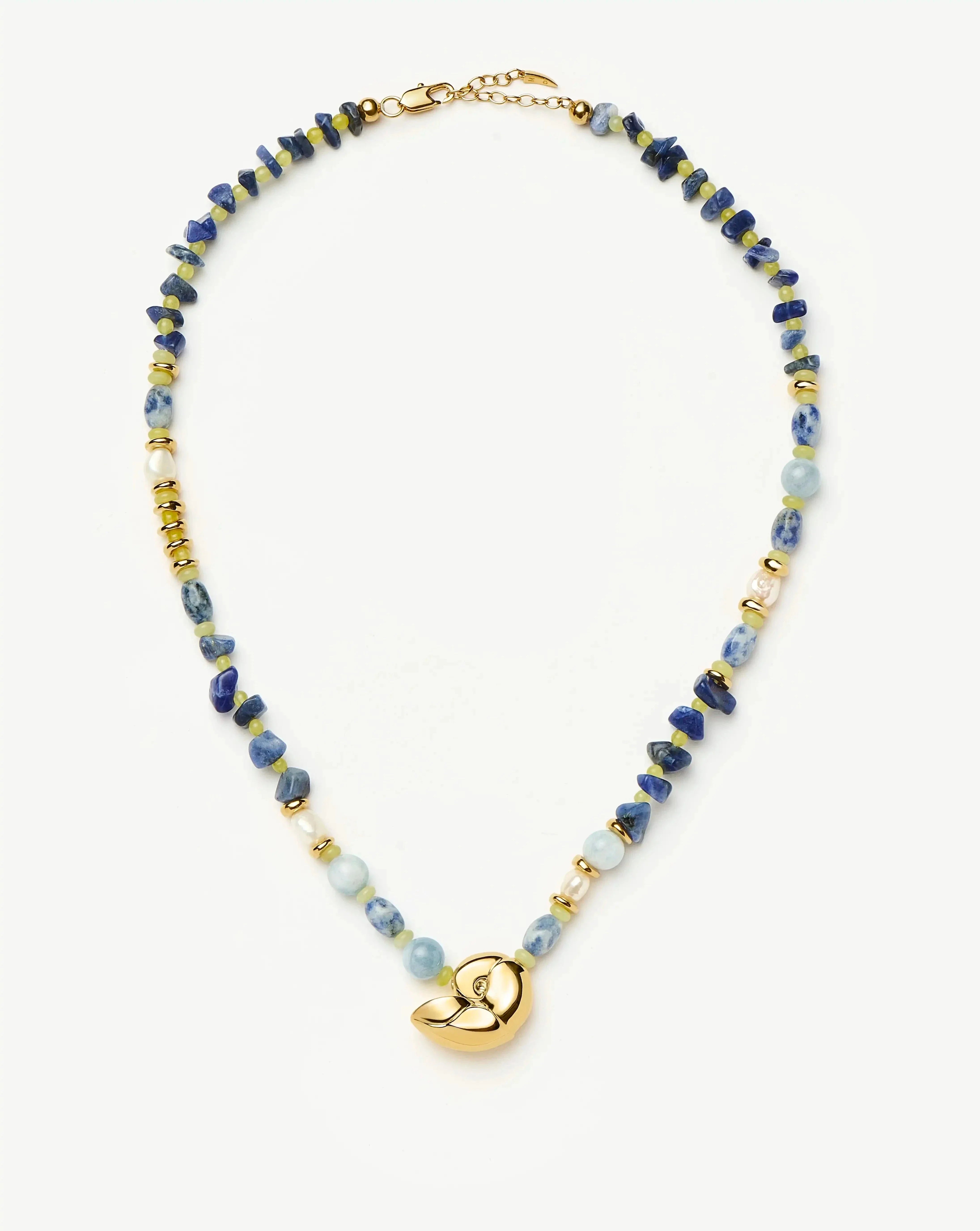 Shell Statement Multi Beaded Necklace | 18k Gold Plated/Multi Gemstone